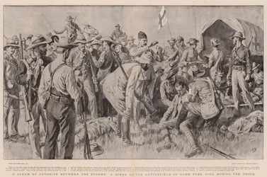 Ein Sonnenstrahl zwischen den Stürmen, eine Szene auf dem Schlachtfeld von Game Tree Hill während des Waffenstillstands